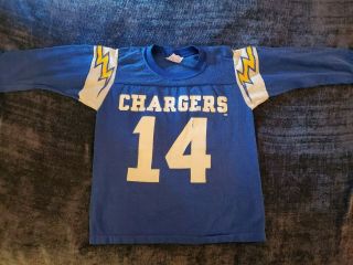 Vintage Rawlings Nfl San Diego Chargers Dan Fouts 14 Jersey 80s Youth M Sh