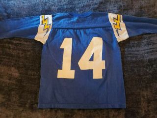 VINTAGE RAWLINGS NFL SAN DIEGO CHARGERS Dan Fouts 14 JERSEY 80s Youth M SH 3