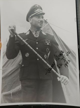 Johannes Wiese German Ww Ii Ace Luftwaffe Pilot Authentic.  Autographed Photo.