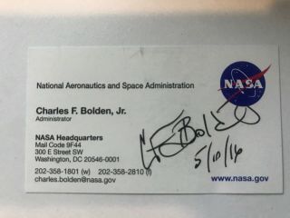 Charles F Bolden Autograph Nasa Administrator Business Card Signed