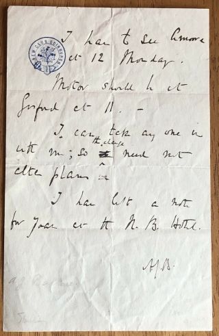 British Prime Minister Arthur J.  Balfour Autograph Letter