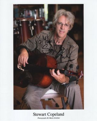 Stewart Copeland Hand Signed 8x10 Color Photo,  Police Drummer To Mike