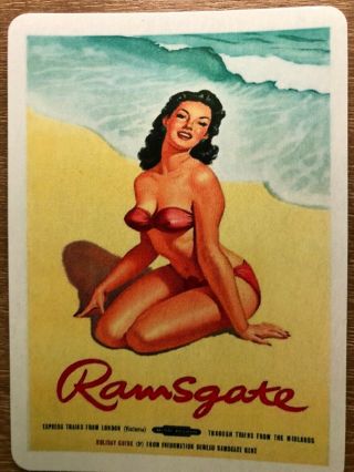 A - 67 Single Of Swap Playing Card In Cond.  Lady In A Bikini Ads
