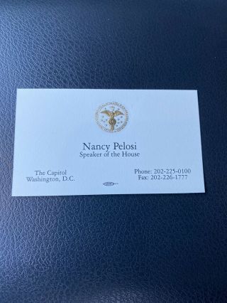 Official Business Card Nancy Pelosi Democrat Speaker Of The House