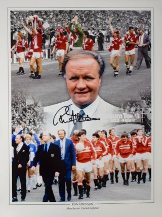 Ron Atkinson Signed 16x12 Photo Autograph Manchester United Football Aftal