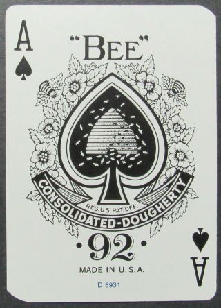 Bee 92 Single Swap Wide Playing Card Ace Of Spades Silver City Casino