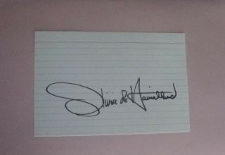 Olivia De Havilland Signed Index Card 4x6 Autograph