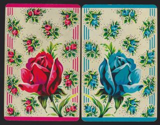 2 Single Vintage Swap/playing Cards Flowers Roses Id 