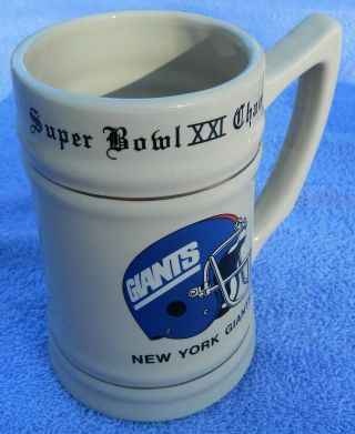 York Giants Vintage 1986 Bowl Xxi Champs Ceramic Beer Mug Tankard