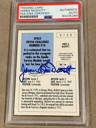 James Mcdivitt Signed Space Shots Card Psa/dna Authenticated