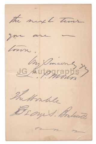Levi P.  Morton - 22nd U.  S.  Vice President - Authentic Autograph,  1879