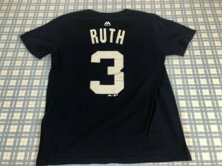 Rare Babe Ruth York Yankees Majestic 3 Jersey T Shirt Youth M Vtg