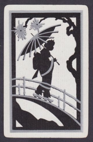 1 Single Vintage Swap/playing Card Deco Oriental Lady Id 