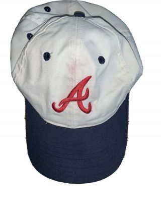 Vintage Atlanta Braves White Red Blue Snapback Baseball Hat Cap Mlb 90s