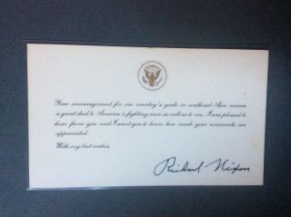 President Richard Nixon Signed Laminated White House Card