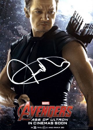 Jeremy Renner Signed Autograph Avengers Age Of Ultron Hawkeye 5x7 Card W/coa