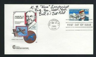 Gustav Gus Lundquist Signed Cover Usaf Bell X - 1 Test Pilot