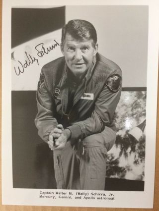 Autograph Wally Schirra 5 X 7 Black And White Photo