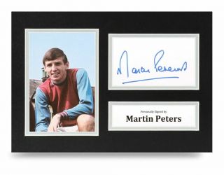 Martin Peters Signed A4 Photo Display West Ham United Autograph Memorabilia,