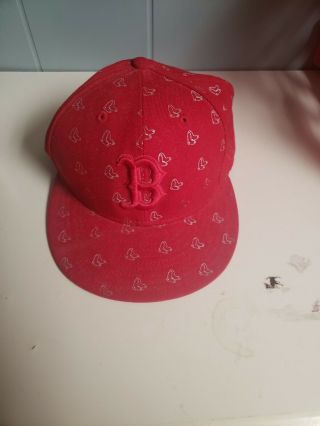 Boston Red Sox Red All Over Print Era Hat 7 1/2