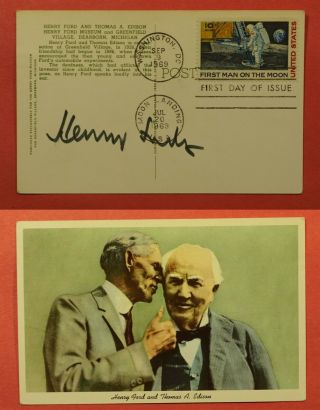 1969 Henry Ford Signed Fdc C76 First Man The Moon Postcard