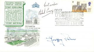 Ve Day 25 Years Cover 1910 Signed Michael Craig And Geoffrey Palmer