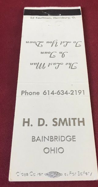 Matchbook Cover H.  D.  Smith Bainbridge Ohio