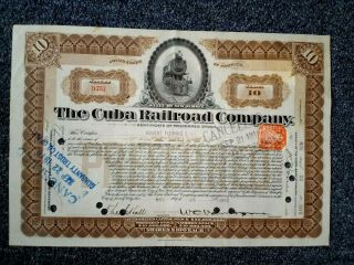 1910 Wm C Van Horne Signed Cuba Railroad Co Preferred Stock