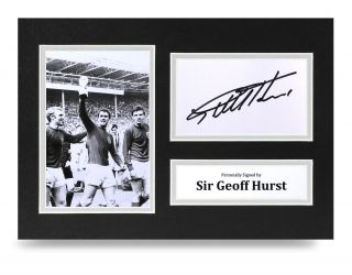 Sir Geoff Hurst Signed A4 Photo Display England 1966 Memorabilia Autograph