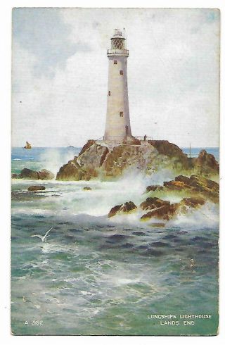Art Postcard - Longships Lighthouse,  Lands End,  Uk - 1900s