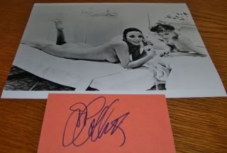 Joan Collins / 8 X 10 B&w Sexy Semi Risque Photograph With Autographed 3x5 Card