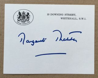 Margaret Thatcher Handsigned Signature On Personal Card.