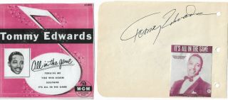 Tommy Edwards Fifties Mega Star / Vintage In Person Hand Signed Album Page/image