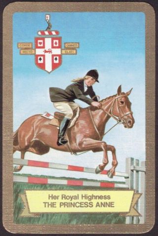 Playing Cards Single Card Old Vintage 1973 Worshipful Horse Riding Princess Anne