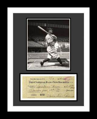 Lou Gehrig Signed Bank Check Auto Photo Print Display Ready To Frame