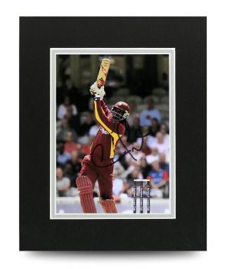 Chris Gayle Signed 10x8 Photo Display Cricket Autograph Memorabilia,