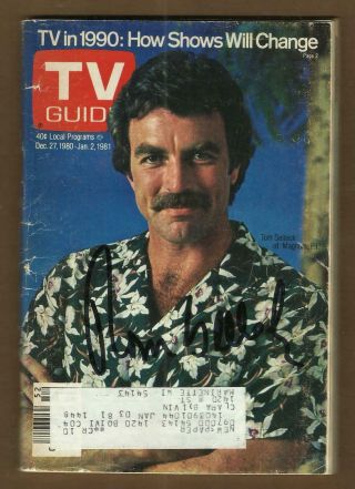 Tom Selleck Signed Tv Guide December 27,  1980 Issue Magnum P.  I.