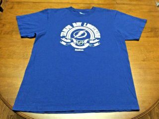 Tampa Bay Lightning " Hockey Club " Blue Shirt Adult Large Reebok