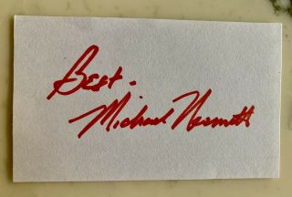 Michael Nesmith Signed 3x5 Index Card Autograph Cut - The Monkees