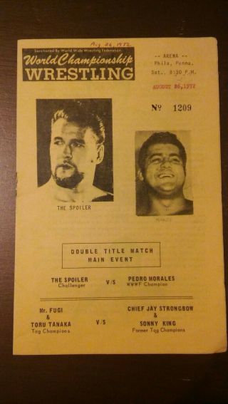 Philly Wrestling Program Wwwf Nwa 1972 Spoiler Curry Morales Fuji Tanaka Vintag