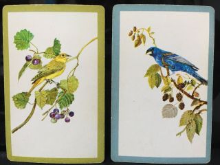 2 Vintage Single Swap Playing Cards Song Birds On Berry Branch