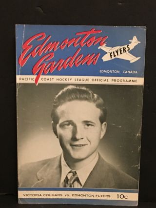 1950 - 52 Edmonton Flyers Hockey Game Program Vs Victoria Cougars Pchl
