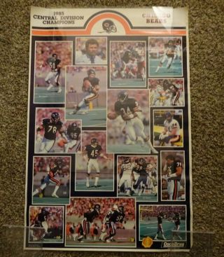 Chicago Bears Poster 1985 Nfc Central Champions Osco Drug 34” X 22”