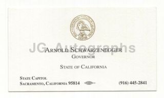 Arnold Schwarzenegger - Governor Of Ca - Official Calling Card