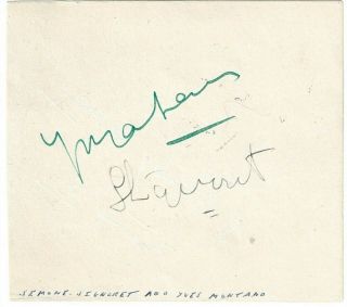 Simone Signoret,  Yves Montand,  Other Signed Autograph Album Page
