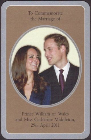 Playing Cards 1 Single Card Old Vintage PRINCE WILLIAM,  CATHERINE Royal Wedding 2