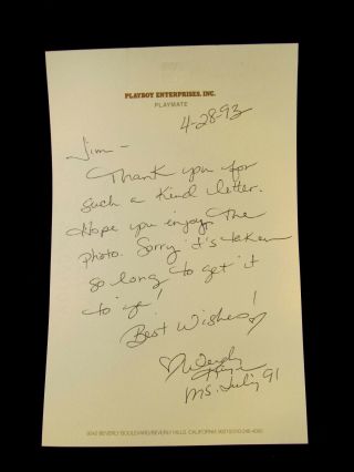 Wendy Kaye Ms July 91 Playboy Platmate Autographed Hand Written Letter Playboy
