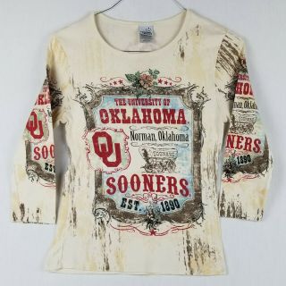 Creative Apparel Womens Ou University Of Oklahoma Sooners Top Shirt Size L