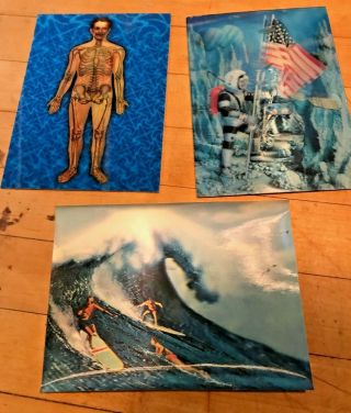 3 Lenticular Postcards Mail Art