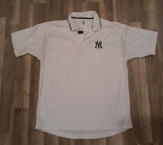 York Yankees Majestic White Polo Shirt Size Men 
